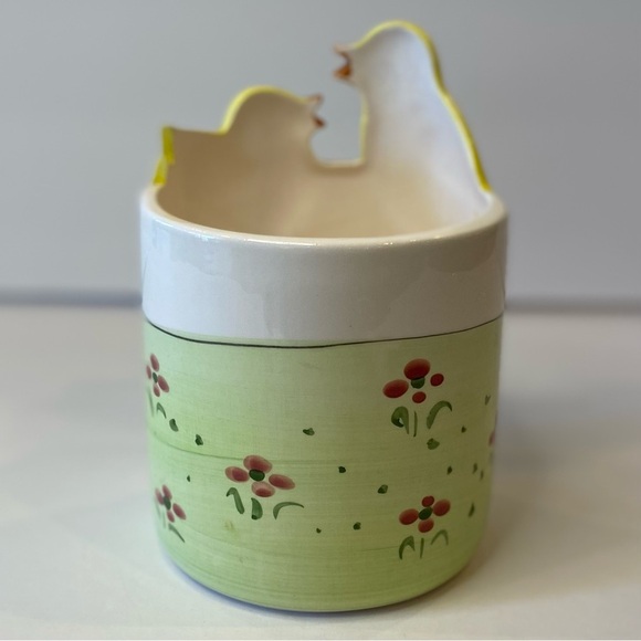Easter Chick Yellow And Green Ceramic Planter or Candy Dish - Picture 3 of 8